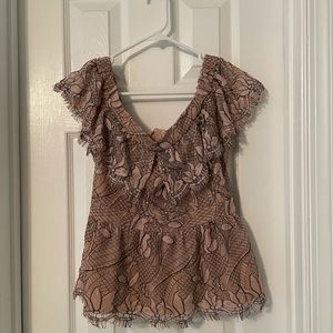 Pink Wayf top with black lace